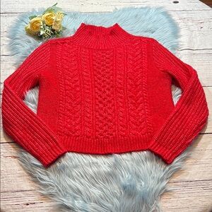 LOFT Cable Knit Nyonwool Blend Sweater Mock Neck Sz S